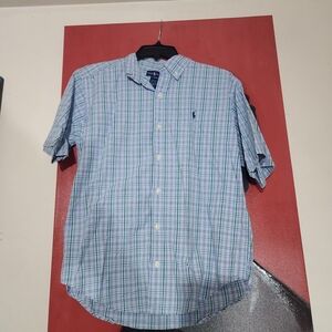 Ralph Lauren Kids Blue and Green Plaid Button Down Shirt